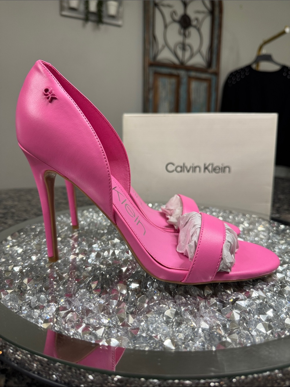 Calvin Klein Metino Pink Open-Toe Stiletto Heel NEW 9.5